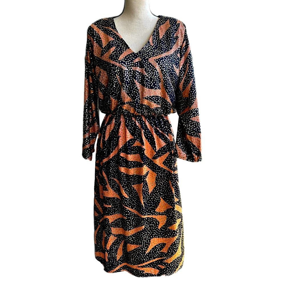 Vintage Long Sleeve Glitter Tiger Print Dress by Patra